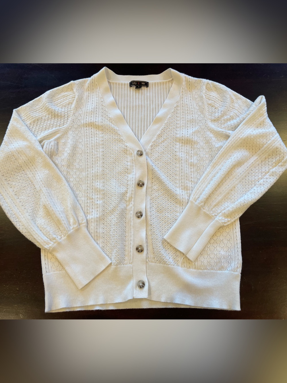 Lightweight Pointelle Knit Cream Button-Front Cardigan